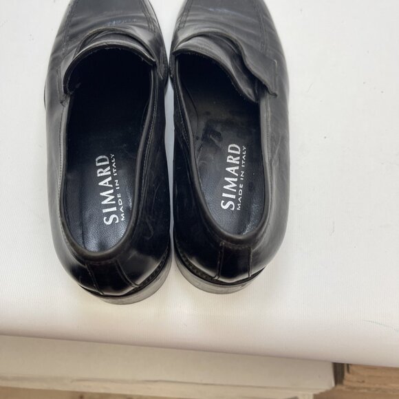 Simard Black Leather Penny Loafers Heels Women Sz 41 Made In Italy Preppy Casual - Picture 11 of 11